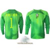 Officiële Voetbalshirt Doelman Brazilië Alisson Becker 1 Uit WK 2022 Lange Mouw - Heren